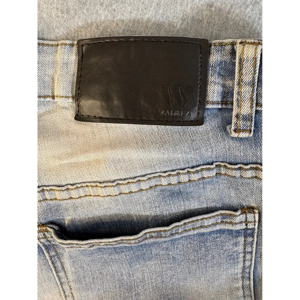 Valaba Mens Distressed Slim Fit Blue Jeans Light Wash Stretch Denim 34x32